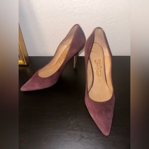 Suede Ferragamo heels designer heels